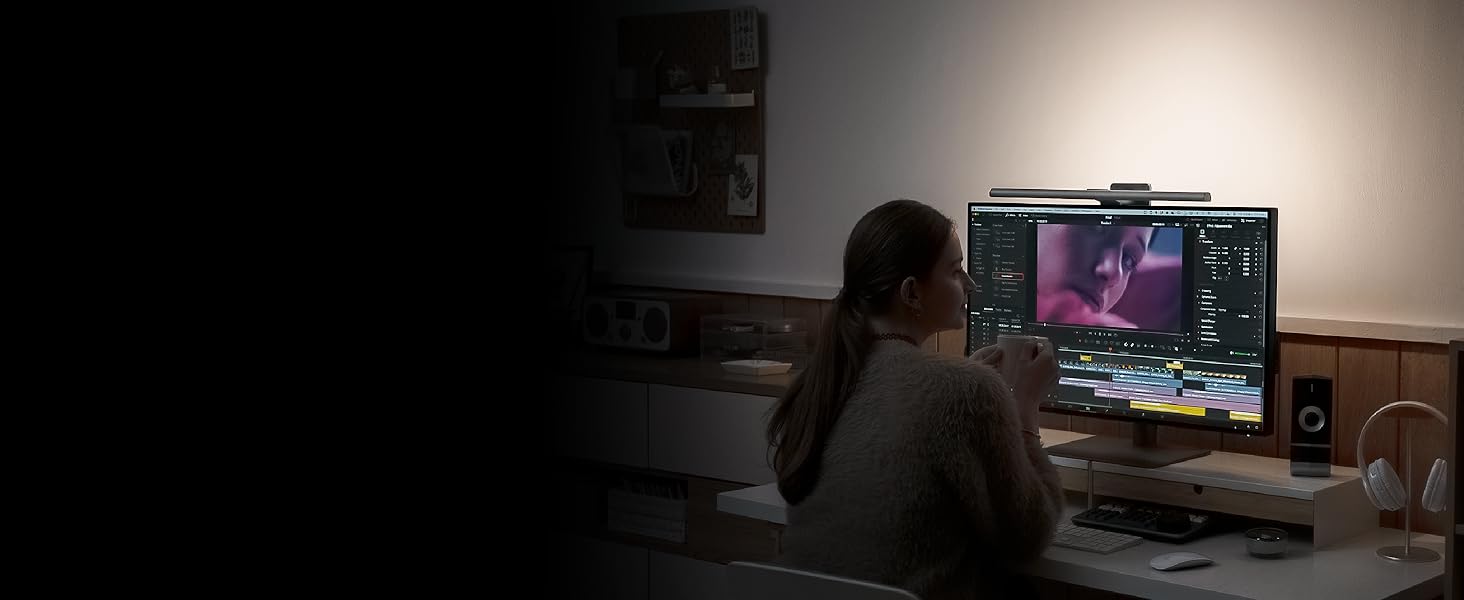 BenQ ScreenBar Halo 2 – LED-лампа для монітора з бездротовим контролером, без відблиску, регульованою яскравістю та колірною температурою, для захисту очей, USB-живлення