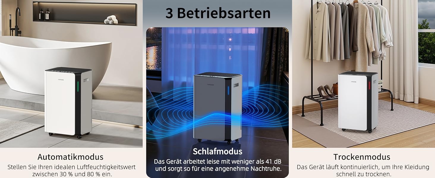 Електричний осушувач повітря HUMILABS 20L з Wi-Fi, для приміщень до 60 м², з гофрованим шлангом, резервуар 4,5л, 3 режими, таймер 24г, білий