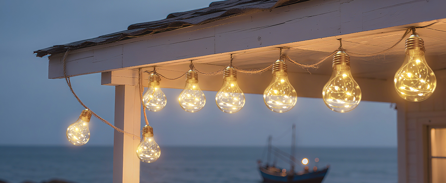 LED гірлянда сонячна для вулиці 10м, 16+1 G40, регульована яскравість, 3 режими, пульт дистанційного керування, вологостійка, тепле біле світло, для саду, балкону, декору вечірок