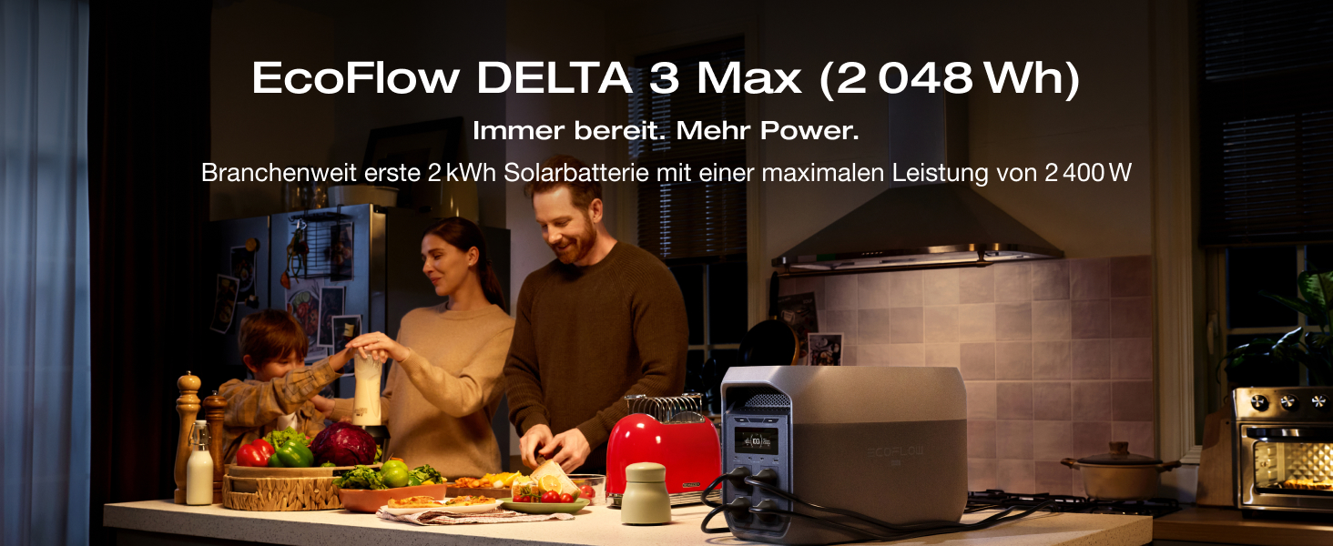 Портативна електростанція EcoFlow DELTA 3 Max, 2048 Вт·год, потужність 2400 Вт (X-Boost), резервне живлення