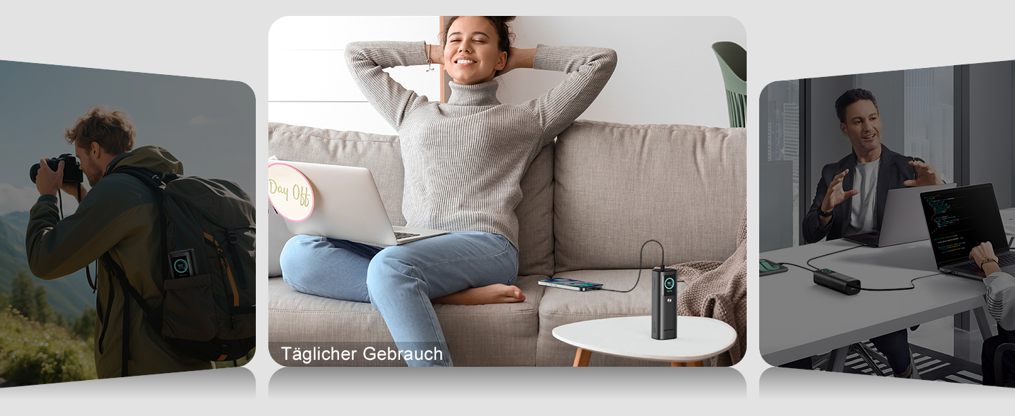 Power Bank AsperX 20000mAh, 165W, 2x USB-C (100W), для ноутбуків, iPhone, MacBook, Samsung, вбудований кабель 60см, TFT-дисплей