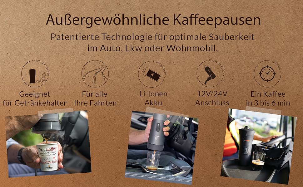 Handpresso Handcoffee Truck 21010: Кавомашина для вантажівок 24V | Сумісна з Senseo Pads