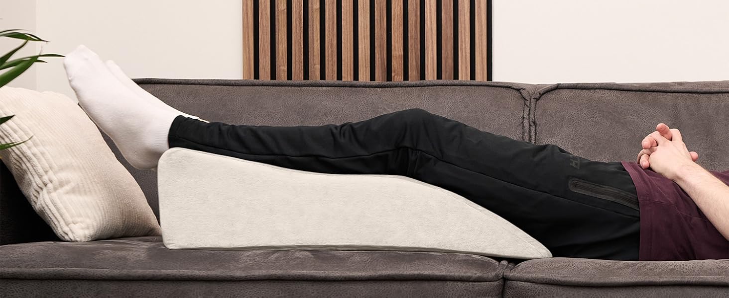 Подушка для ніг та підтримки ніг - для підйому ніг, фіксації колін, фіксації ніг, клиновидна подушка, підтримуюча подушка - ідеально як подушка для лімфи та венозна подушка, білий, плоска