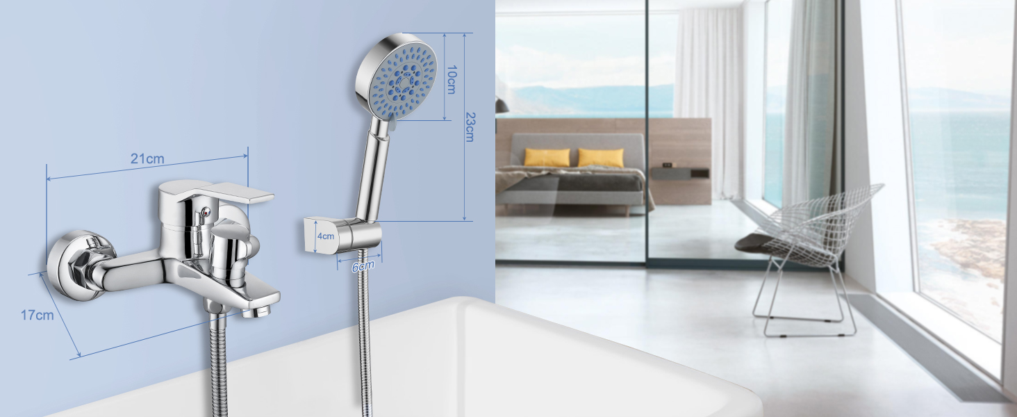 Змішувач для ванни з душем (хром) з 3 режимами, набір для ванної кімнати (Bs102)