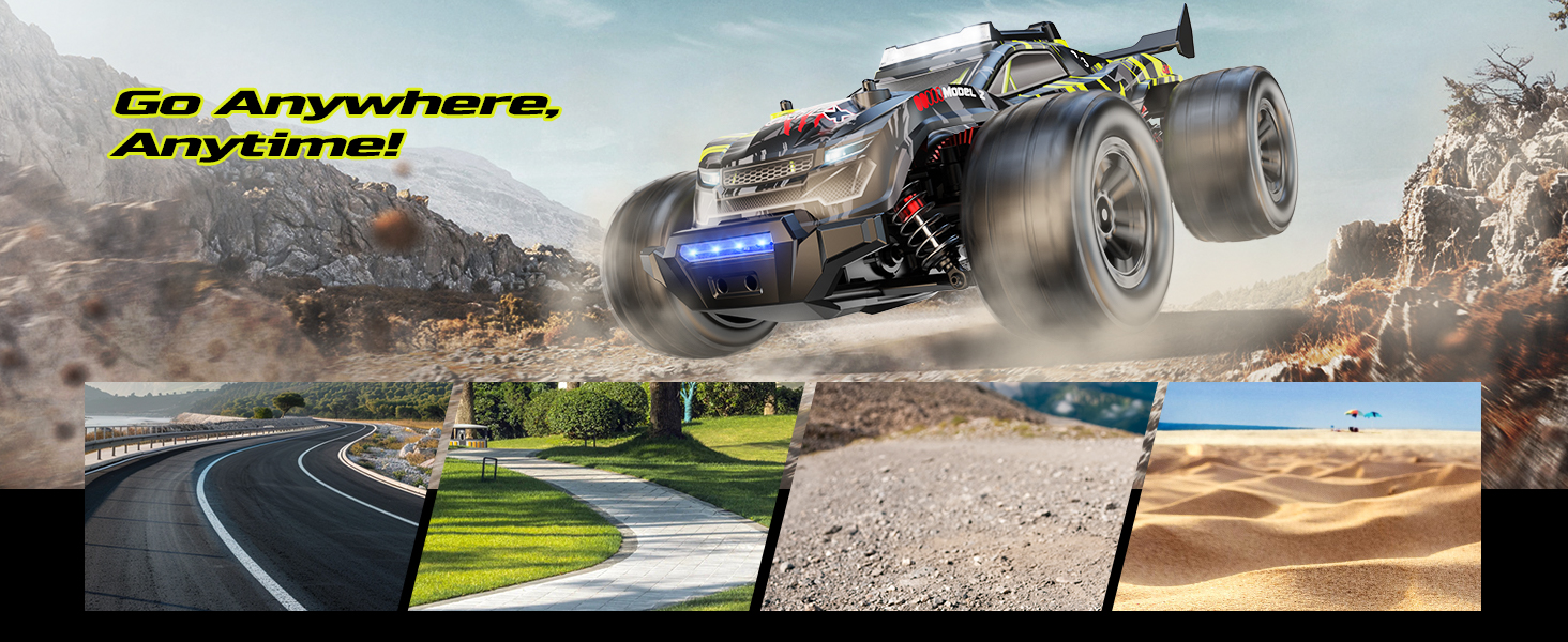 Позашляховик DEERC 1:14 Brushless 4WD, 43 милі/год, з LED підсвіткою, металевими амортизаторами та 2x 7.4V акумуляторами