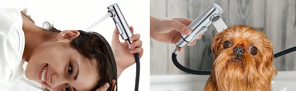 Змішувач для ванної кімнати з висувною лійкою, хром, однорідний, для холодної та гарячої води