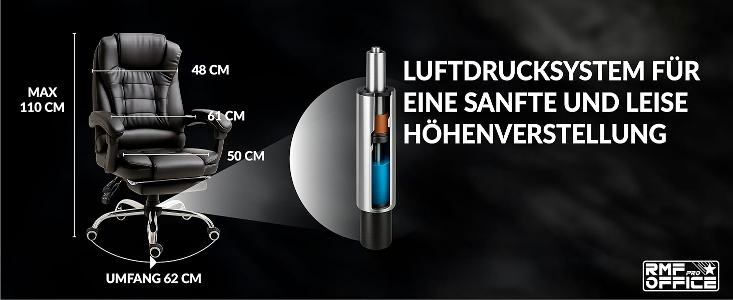 Ергономічне крісло для офісу RMF, регульоване, зручне та розслаблююче – крісло для робочого столу з підніжкою, обертове, регульоване по висоті, коричневе