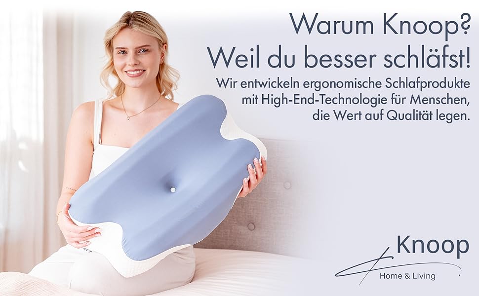 Ортопедична подушка Knoop Home & Living® з піною з пам'яті ефекту - для підтримки шиї та зняття болю - ідеально підходить для тих, хто спить на боці та на спині - знімний чохол
