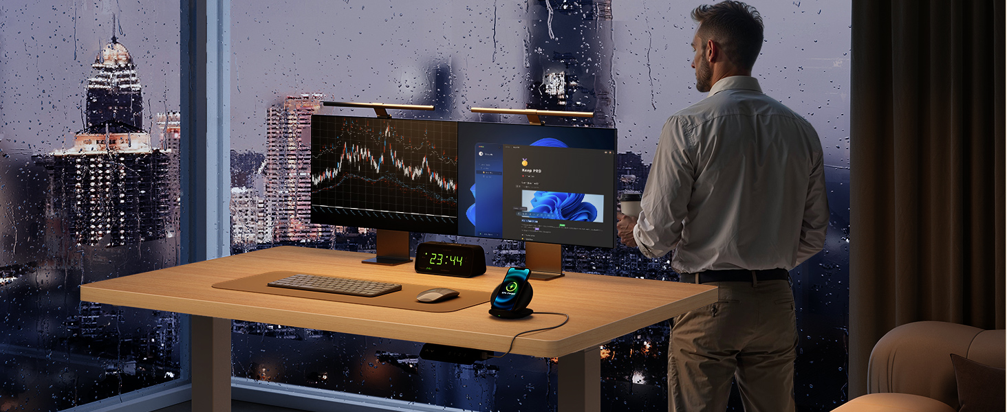 Регульований стіл OffiGo з 2 моторами, USB-C, 3 пам'яті, для столів 100-200 см (140 см, дуб)