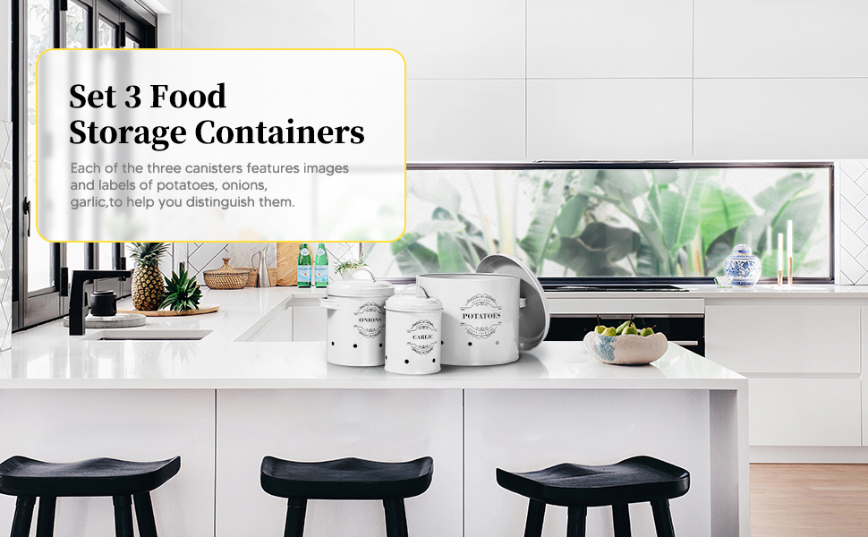 Набір контейнерів для зберігання картоплі, цибулі та часнику з вентиляцією, набір з 3 шт.