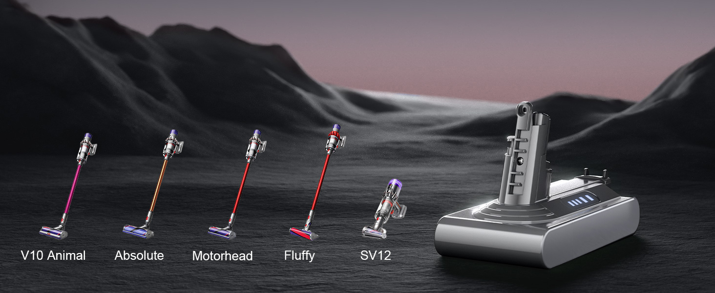 Акумулятор для пилососа Dyson V10 (Powtree) + фільтр та гвинти - 6.0Ah, сірий