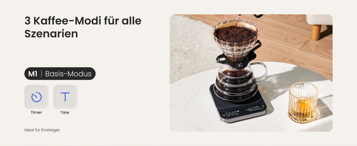 Електрична вага для кави RENPHO з таймером, перезаряджувана, точність 0,1г/3кг, автоматичний таймер, портативна вага для приготування кави Pour-Over та Filter, чорний, 192*167 мм