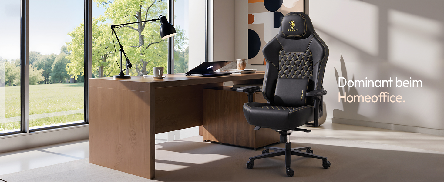 Ігровий крісло Dowinx 200 кг, ергономічний офісний крісло з 4D підлокітниками та підтримкою попереку, регульована висота, чорний