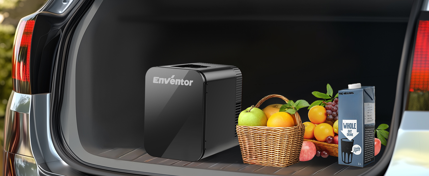 Mini холодильник Enventor 10L: портативний, з подвійним охолодженням, 12V/220V, для авто, спальні, офісу, чорний