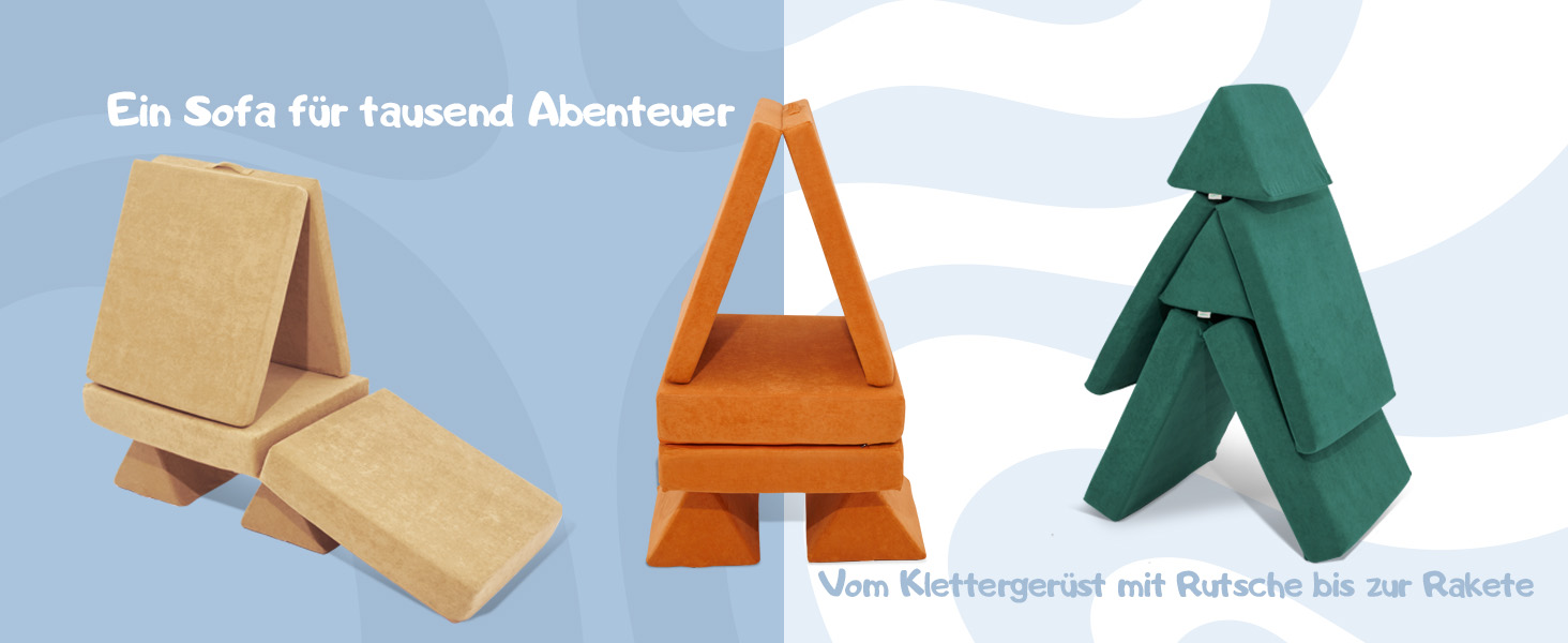 Linodino® дитяче ігрове крісло-диван з м'яких кубиків | Дитячий диванчик та куточок для ігор | Кубики для дітей | Сертифікат Oeko-Tex 100 | Бджолиний колір