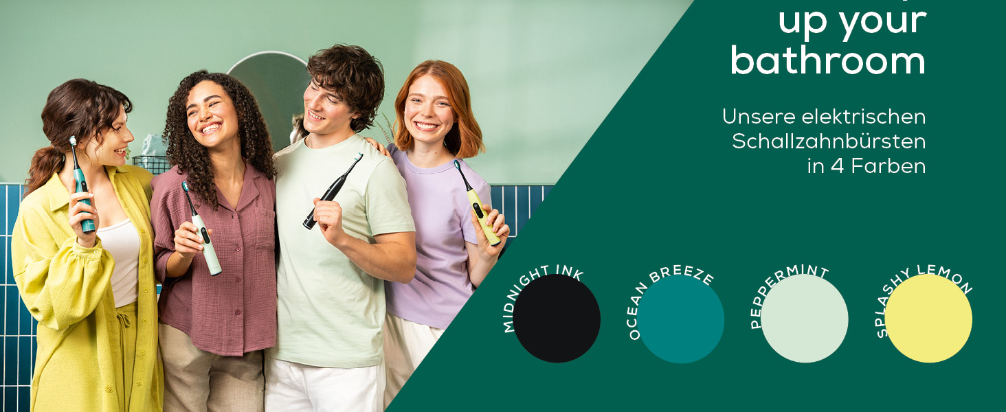 Електрична зубна щітка Beurer SC 30 Schallzahnbürste: 4 режими чищення, 80 000 коливань, таймер, LED-дисплей, 2 насадки, корпус з переробленого пластику (Splashy Lemon)