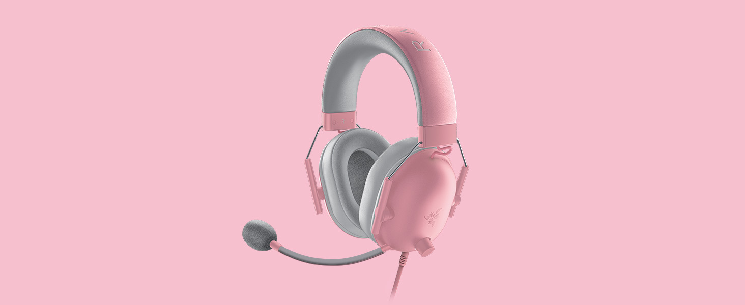 Ігрова гарнітура Razer BlackShark V2 X Quartz Pink — дротова навушники для кіберспорту, 7.1 Surround Sound, мікрофон Hyperclear, 50мм драйвери Triforce, рожева