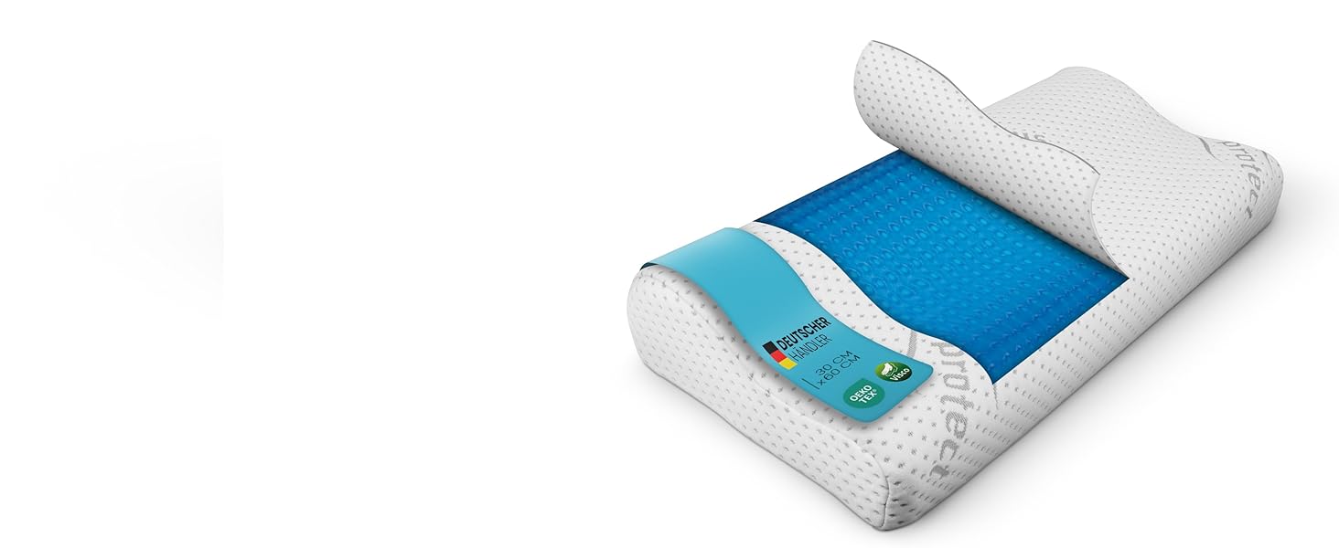 Подушка для шиї Bestlivings з піни Memory Foam (30x35x9 см) з антимікробним чохлом Silver Protect, Öko-Tex