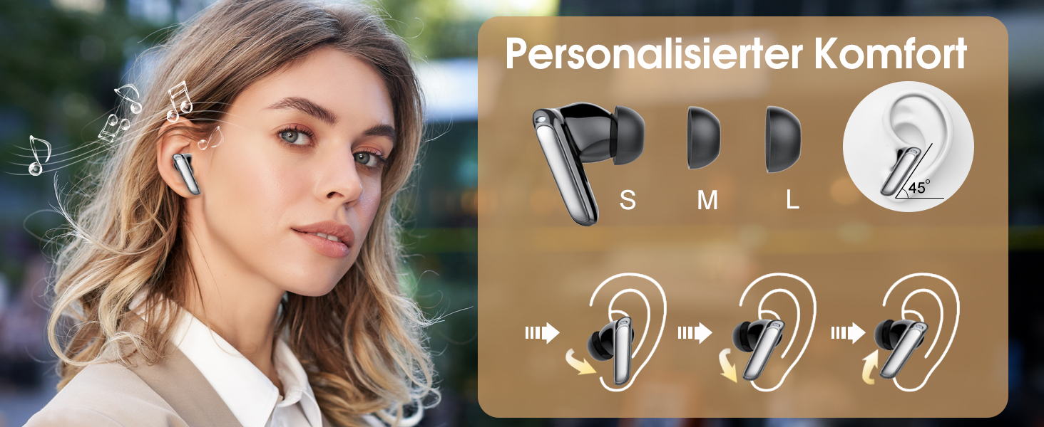 Навушники-вкладиші SKIUDCT Bluetooth 5.3, стерео HiFi, 48 годин, світлодіодний, сенсорний, водонепроникний IP7, чорний