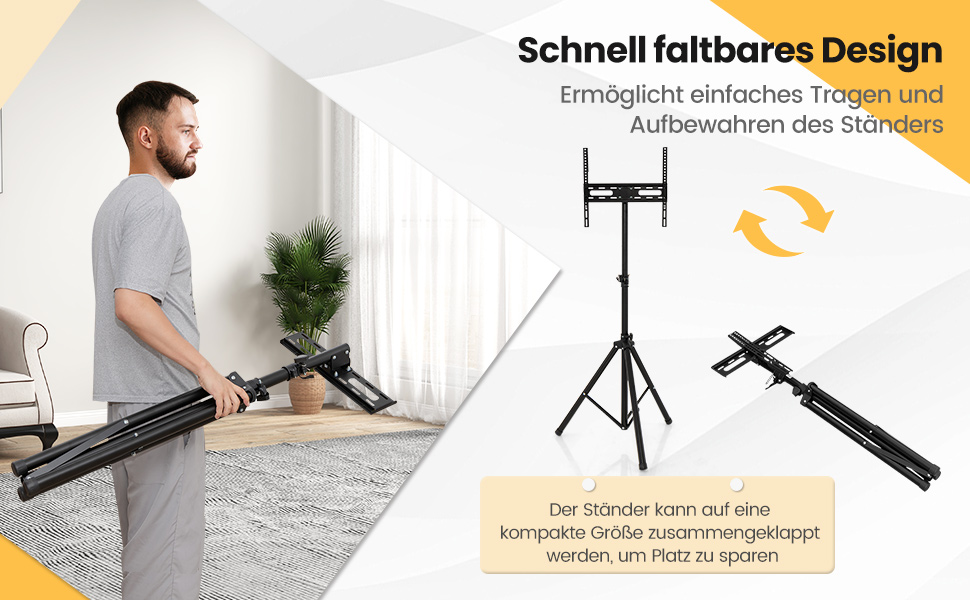 Підставка для телевізора COSTWAY, регульована по висоті, для телевізорів 21-47 дюймів (Plasma/LCD/LED), до 35 кг, чорна