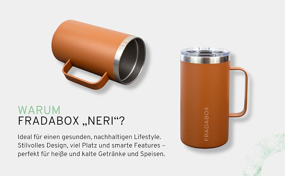 Термокружка 'Neri' 600 мл, нержавіюча сталь, подвійні стінки, вакуумна ізоляція, для кави з собою, BPA-Free, з кришкою-ковзанням, миється в посудомийній машині (Турквіс/Коричневий)