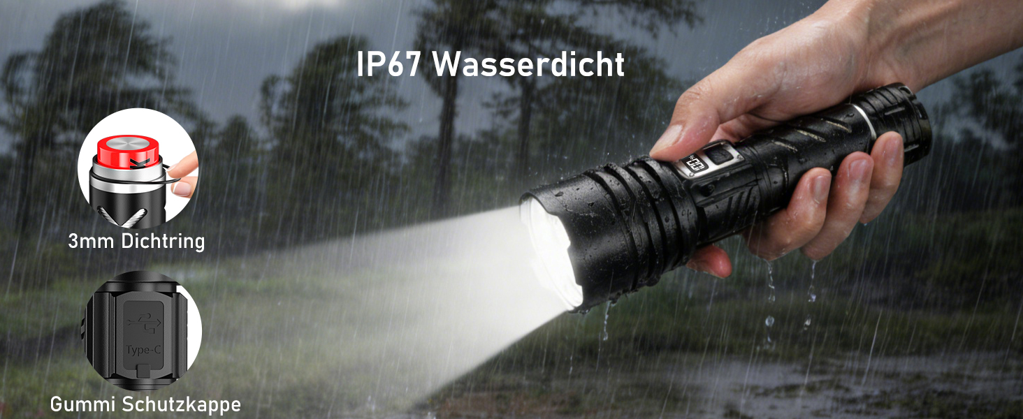Потужний тактичний ліхтарик Shadowhawk LED 1 000 000 Лм, 50Вт, акумулятор 6000mAh, дальність 1000м, LCD-дисплей, функція розпалювання вогню, чорний — для кемпінгу та виживання