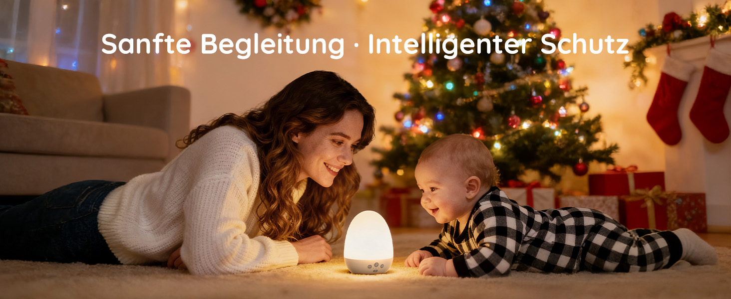 Нічник дитячий JolyWell з генератором білого шуму, RGB підсвічування, 3 режими температури, димер, 18 звуків, таймер, USB-C зарядка