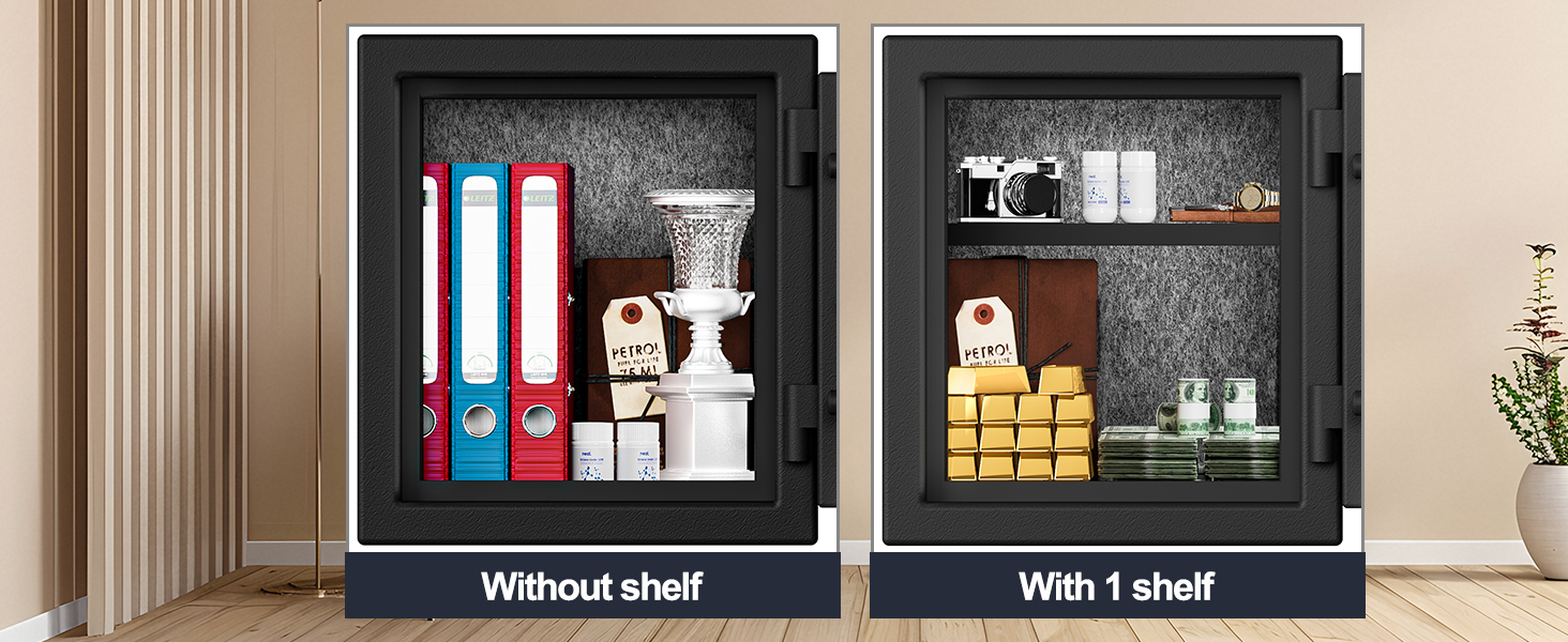 WASJOYE Вогнетривний сейф з біометричним замком, сейф для дому, офісу, готелю з цифровою клавіатурою та зарядкою Type-C (28L)