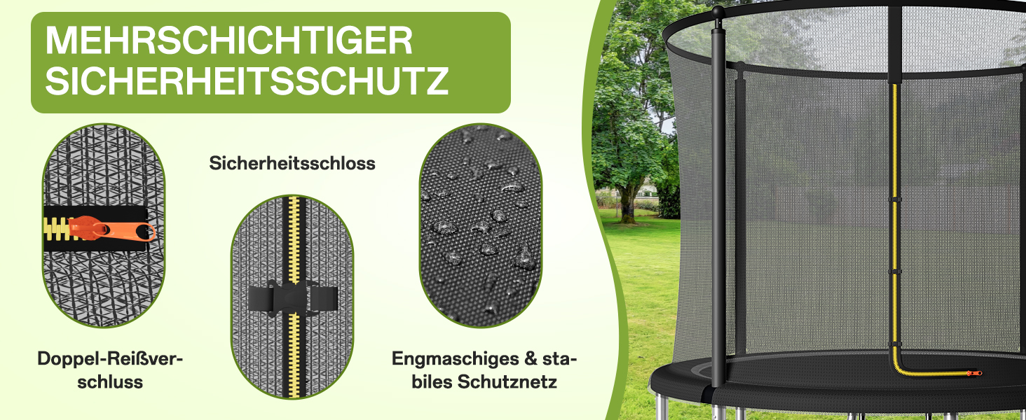 Батут JUMMICO вуличний з сіткою безпеки 183 см (чорний) - Комплект з аксесуарами для монтажу