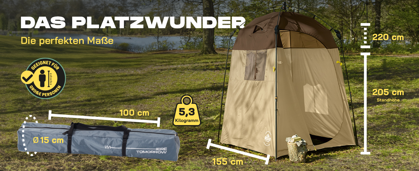 Преміум душова кабіна LUMALAND | Намет для туалету для внутрішнього та зовнішнього використання | Мобільний переодягальний та складний намет | Намет для фотографії тварин | Ідеально для кемпінгу, фестивалів та риболовлі | Водостійкий та вітростійкий, коричневий, на 1 особу