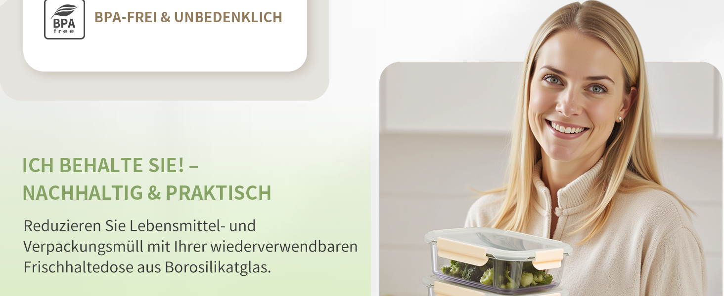 Набір контейнерів для зберігання їжі з кришками, 20 шт. (10 контейнерів, 10 кришок), миюча посуду, придатні для мікрохвильової печі та морозильної камери, герметичні, сучасні, для продуктів харчування, набір контейнерів для їжі (FE1537-cremig)