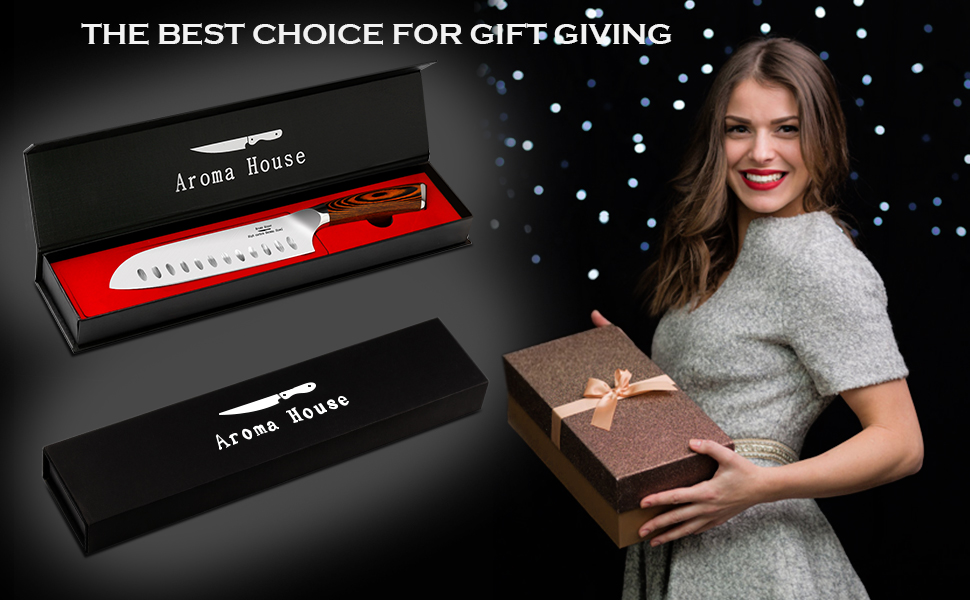 Професійний ніж для кухні Nakiri, 7 дюймів, ніж-сіка, з нержавіючої сталі з високим вмістом вуглецю, надзвичайно гострий, для кухні та ресторану (ніж Сантоку)