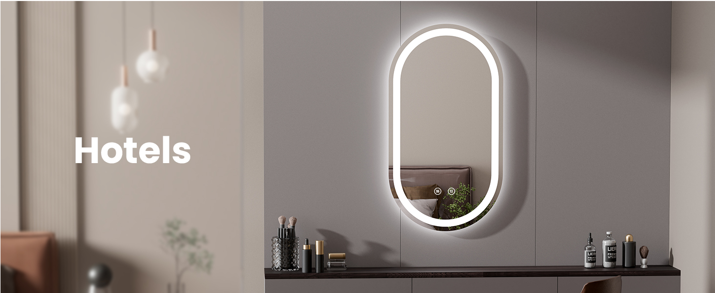 Дзеркало для ванної кімнати EMKE з підсвічуванням 50x90 см, овальне, з сенсорним перемикачем, 3 кольори світла, регулювання яскравості, антизапарник, функція пам'яті, автоматичне вимкнення через 3 години