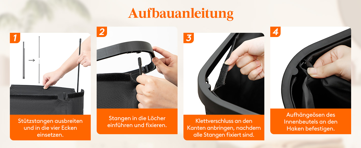 Кошик для білизни Lifewit 105L з кришкою, сірий, великий, складний, для спальні, ванної кімнати