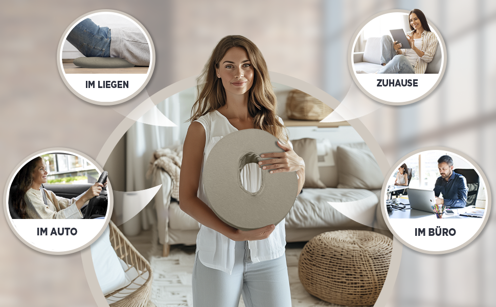 Ергономічний ортопедичний подушка-кільце Theraline для розвантаження куприка, після операцій та пологів, при геморої (Антрацит Меланж, 35x48 см)