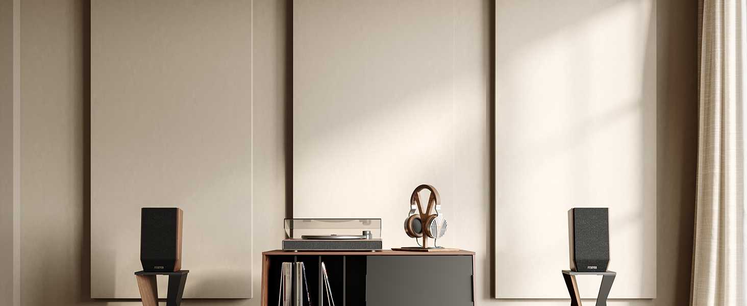 Стіл для програвача FITUEYES DESIGN з дерева, велика тумба Hi-Fi з висувною дверцятами, полиця для 120 платівок, вантажопідйомність 50 кг, серія Eiffel