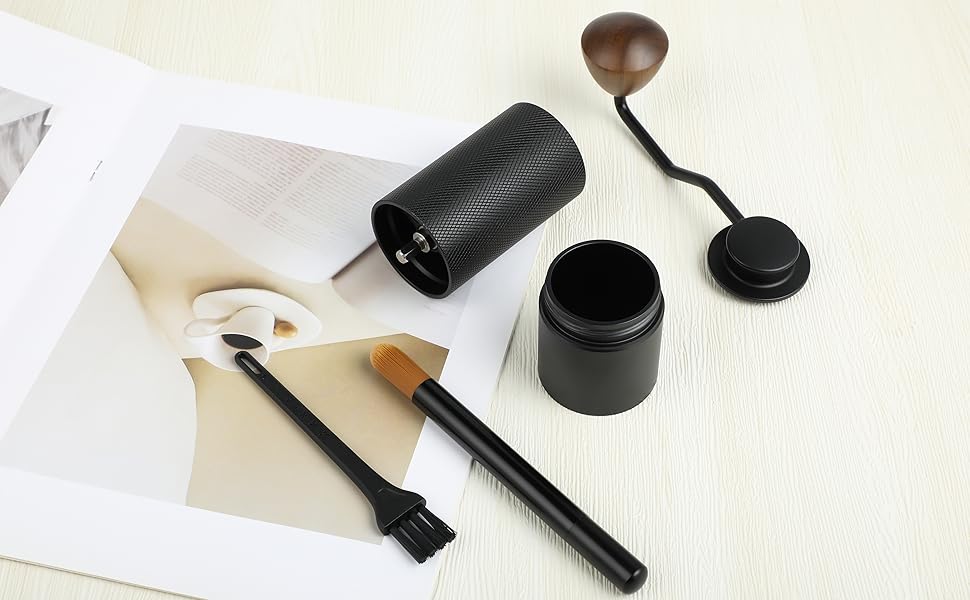 Ручна кавомолка ISHEWUDU з конічними жорнами з нержавіючої сталі для French Press та еспресо, портативна кавомолка для зерен