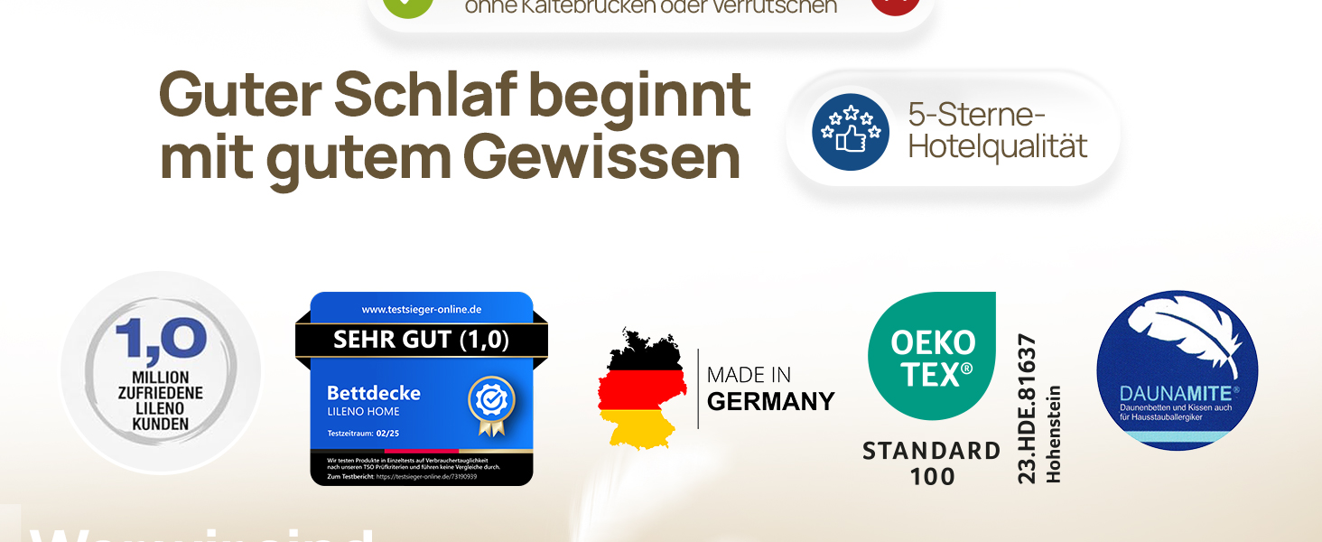 Плед-пухове покривало LILENO HOME Premium 135x200 см – пух 90%, перо 10%, Made in Germany, Oeko-Tex, 60°C