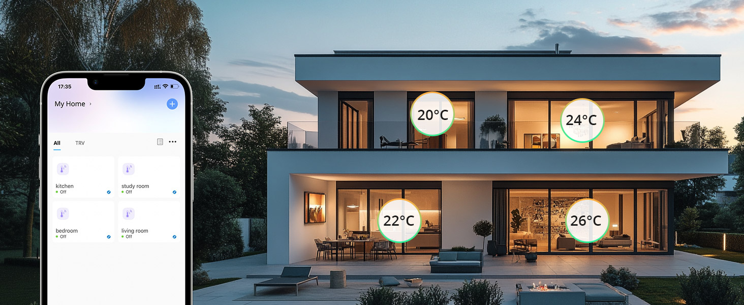 SONOFF TRVZB Zigbee Розумний термостат для радіатора, 4 шт., енергозбереження, програмування, сумісний з Alexa/Google Home/Home Assistant, Zigbee 3.0 Hub