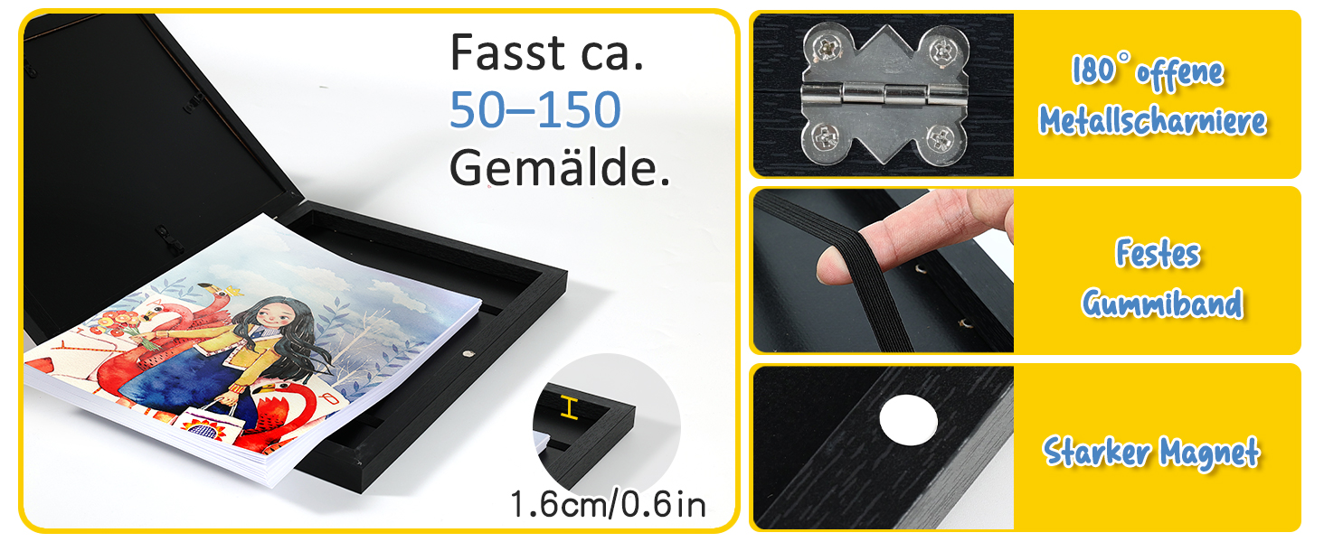 Рамка для дитячих малюнків Ciscle, A3, чорна. Рамка для фотографій та творчих робіт, ідеальна для школи та дому. 1 шт.