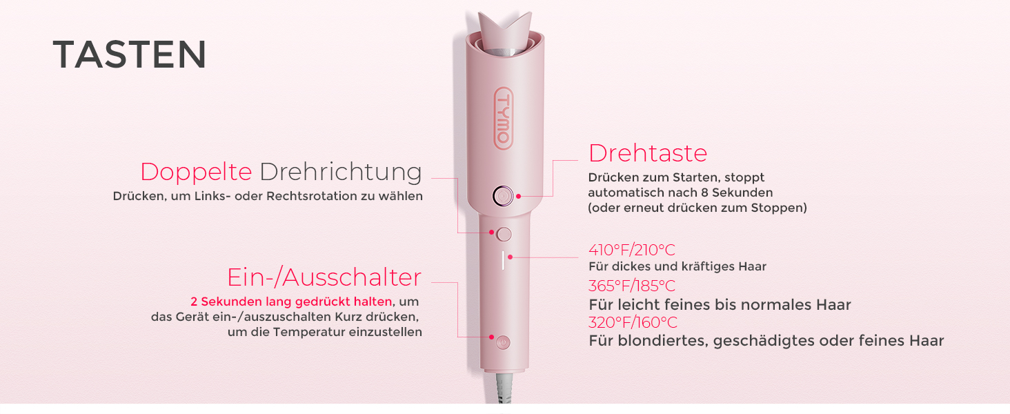 Автоматичний локон TYMO CURLPRO - локон для створення хвиль, діаметр 25 мм, 3 температурні режими, захист від перегріву