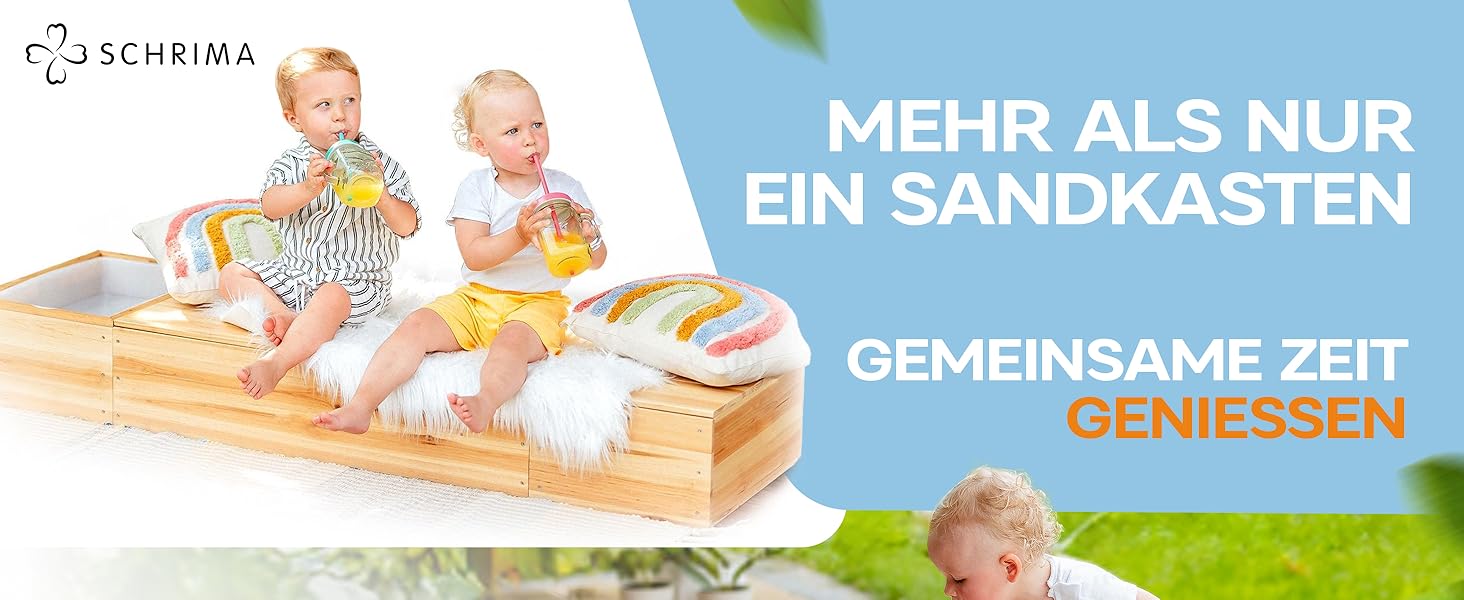 SCHRIMA® 4-в-1 пісочниця з масиву дерева з водяною ванною, відсіком для зберігання і кришкою-лавкою, для тераси, балкона або саду