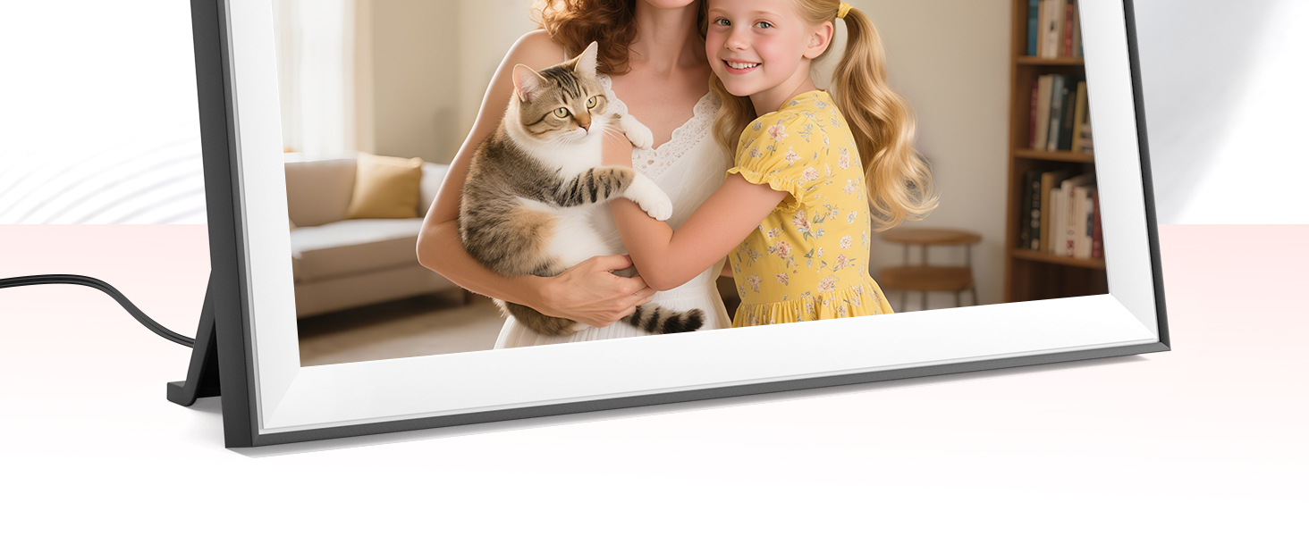 Цифровий фоторамка Hesmor 15.6 дюймів з Wi-Fi, FHD 1920*1080, IPS, сенсорний екран, 32GB, автоповорот, Frameo App