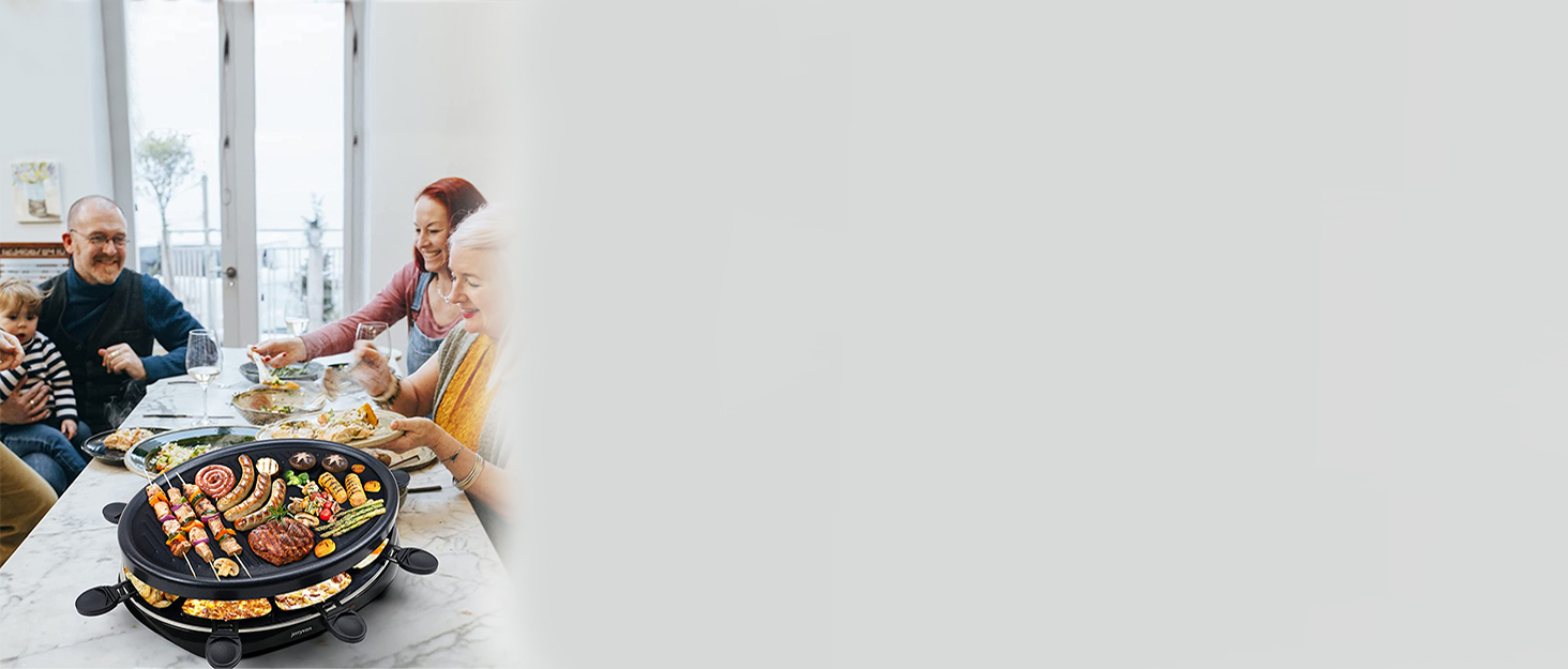 Ракле́т для 8 осіб - гриль з антипригарним покриттям, 8 міні-сковорідки та 4 дерев'яні лопатки, 1300W