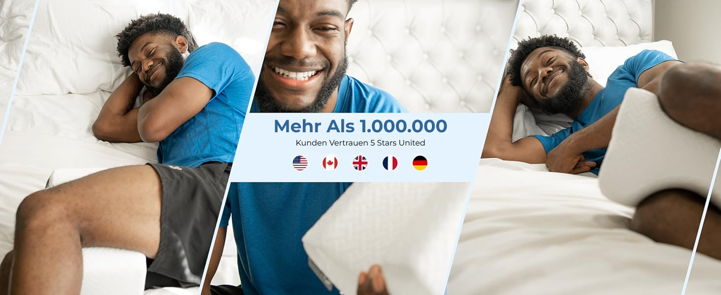 Ергономічна подушка між ніг 5 STAR UNITED з ефектом пам'яті (Memory Foam) для сну на боці, при болях у спині, стегнах та сідничному нерві, біла