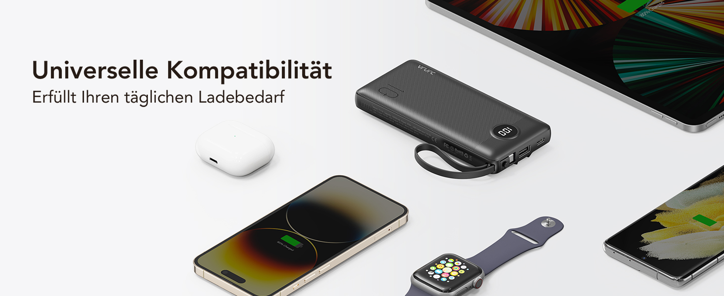 МАг, USB C, 5 виходів, 2 входи, LED-дисплей, сумісний з iPhone/Huawei/Samsung, рожево-червоний, 10000