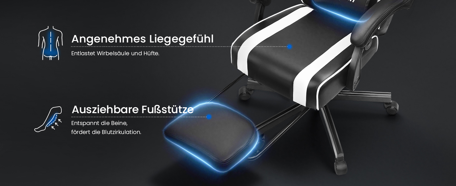 Ігровий крісло-шкік Gamer Sessel - ергономічне ігрове крісло з підтримкою попереку, регульоване по висоті, м'яке, до 150 кг, велике