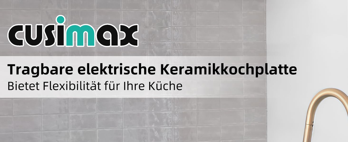 Інфрачервона варильна плита CUSIMAX 2x1200 Вт, портативна, склокерамічна, контроль температури, для всіх каструль