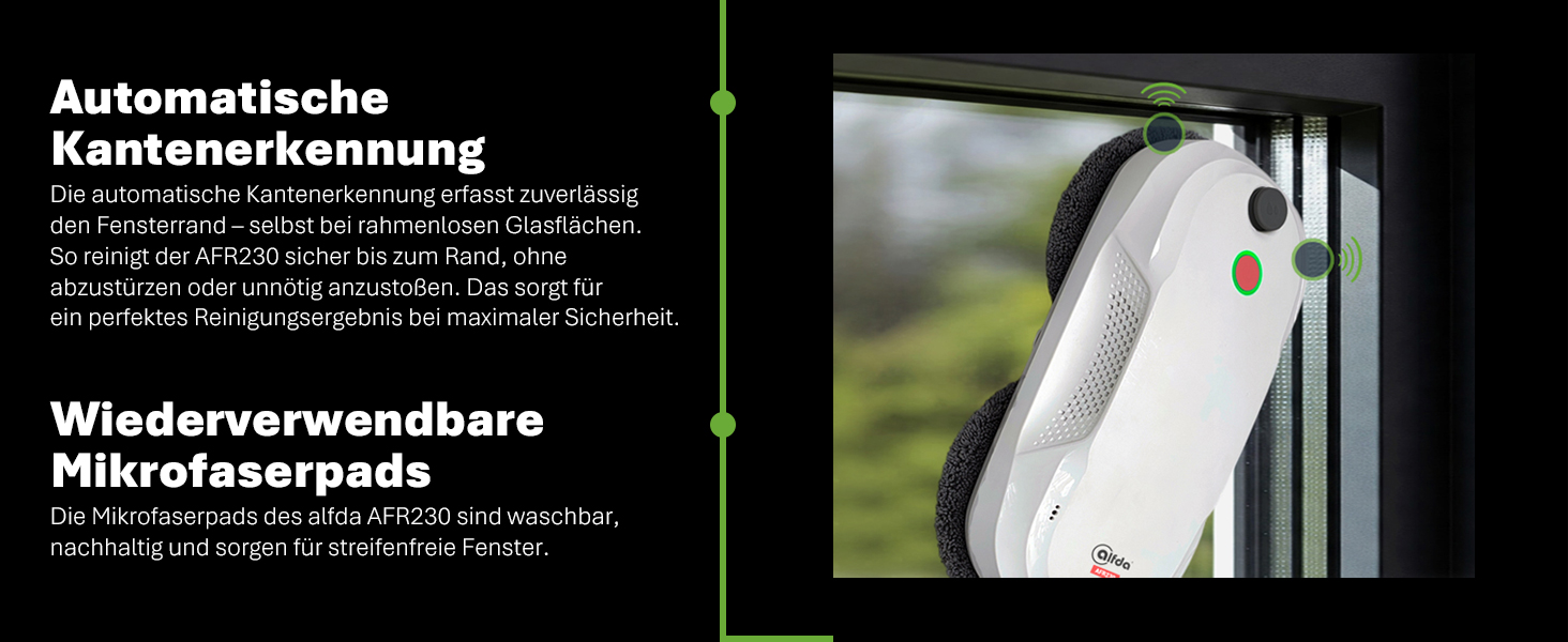 Робот для миття вікон AFR230 з подвійним розпиленням, інтелектуальною навігацією та пультом дистанційного керування, для внутрішніх та зовнішніх вікон, об'єм бака 60 мл, сумка для зберігання, 8 ганчірок