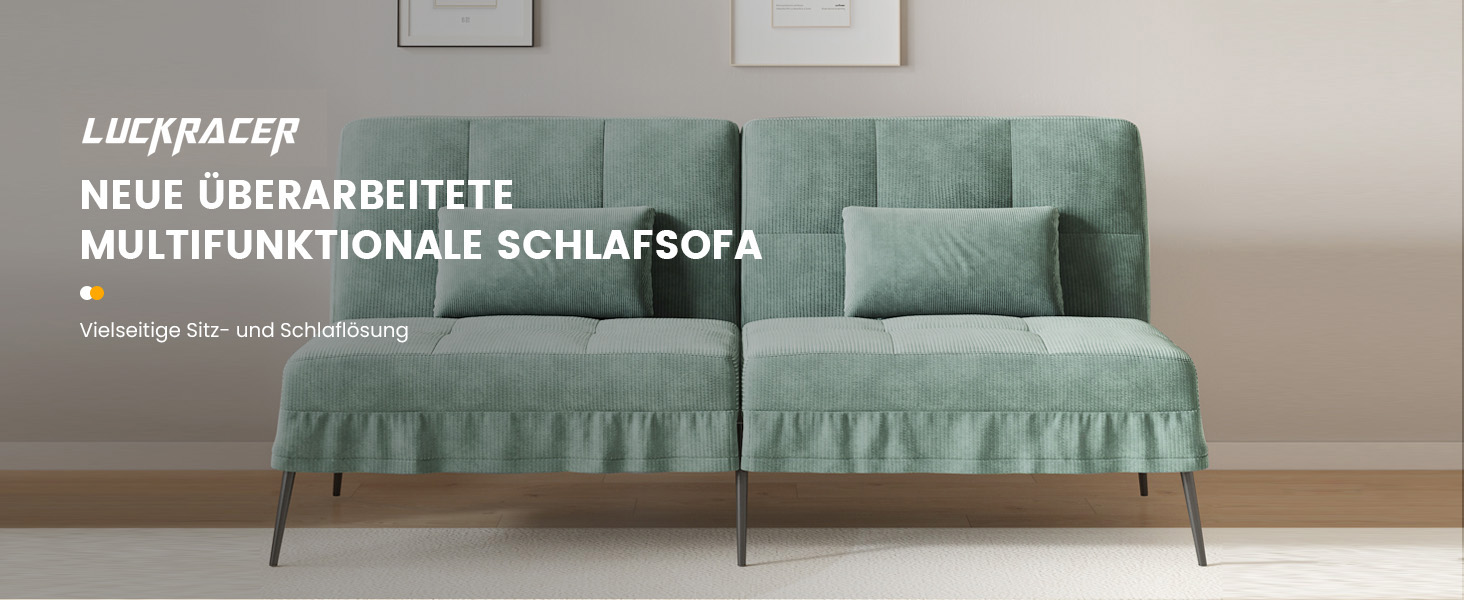 Диван-ліжко LUCKRACER 3-місний, трансформер, футон, кутовий диван, зелений, для вітальні та квартири